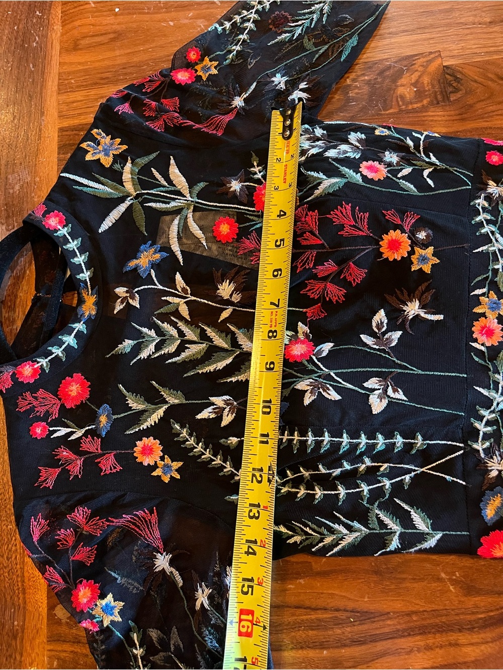 RANNA GILL - NWT Anthropologie Black Maxi Dress Multicolor Floral Embroidery - Picture 11 of 15